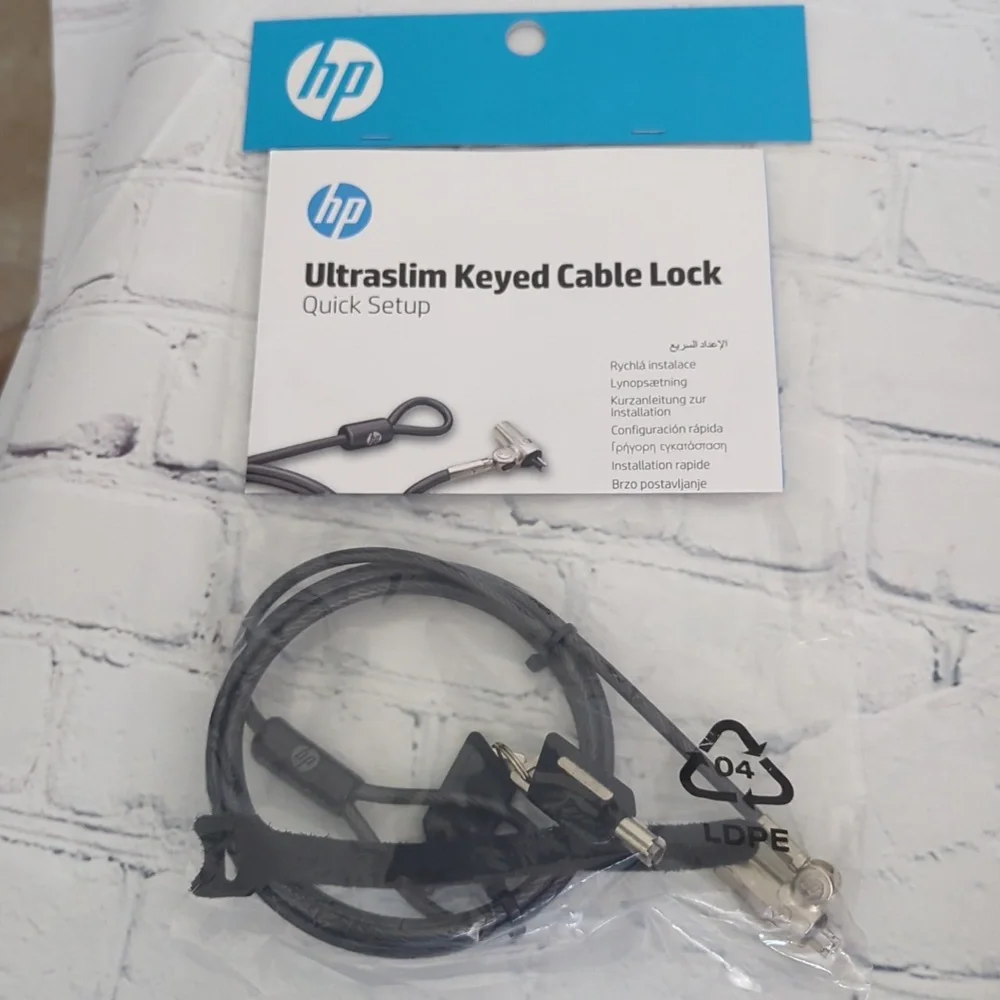 New HP Ultraslim Keyed Cable Lock H4D73AA Security Lock